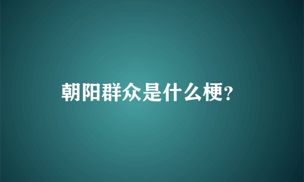 朝阳群众是什么梗？