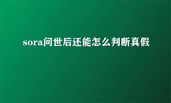 sora问世后还能怎么判断真假