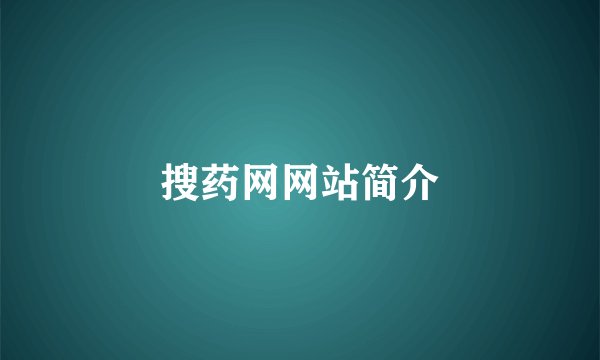搜药网网站简介