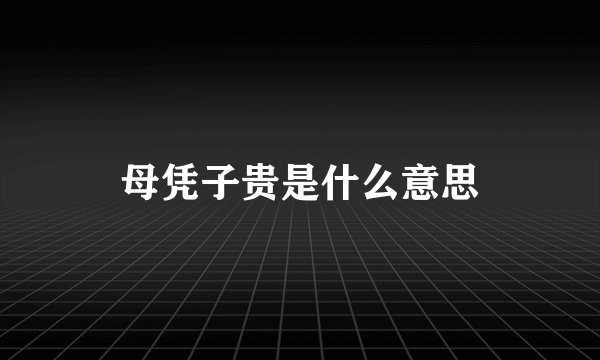 母凭子贵是什么意思
