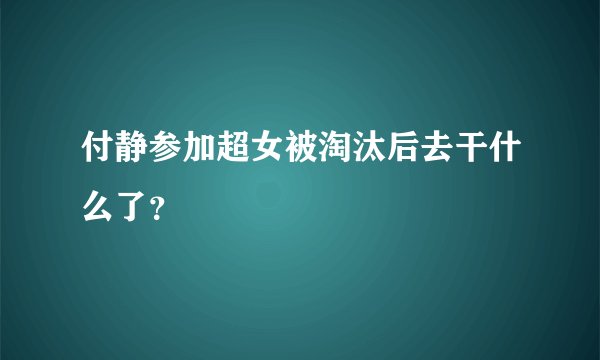 付静参加超女被淘汰后去干什么了？