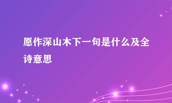 愿作深山木下一句是什么及全诗意思