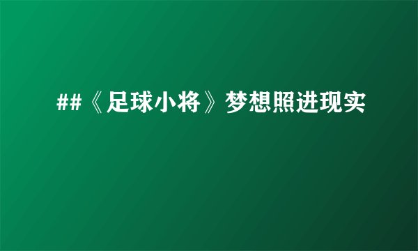 ##《足球小将》梦想照进现实