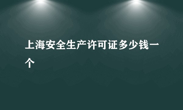 上海安全生产许可证多少钱一个