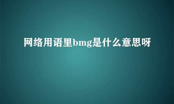 网络用语里bmg是什么意思呀