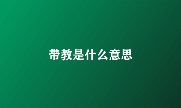 带教是什么意思
