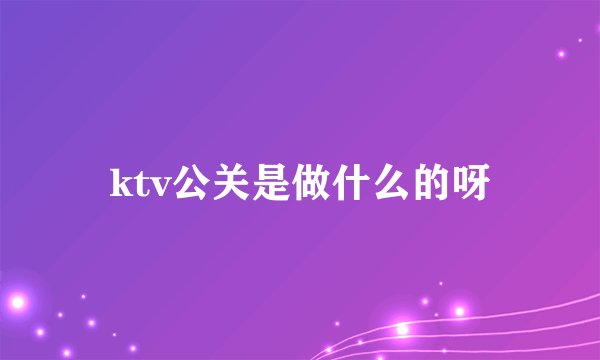 ktv公关是做什么的呀