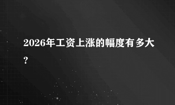 2026年工资上涨的幅度有多大?