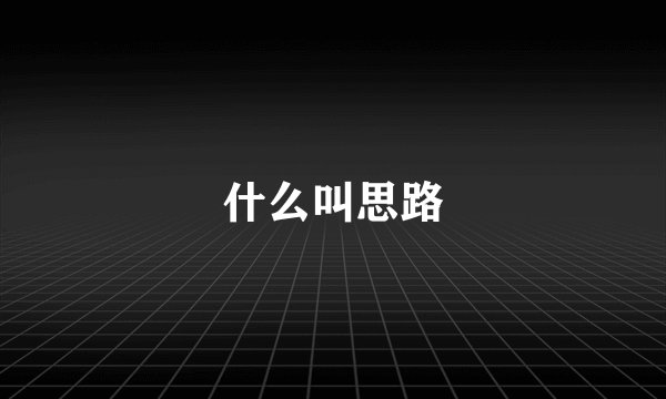 什么叫思路