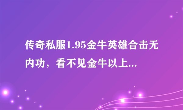 传奇私服1.95金牛英雄合击无内功，看不见金牛以上的装备，怎么办？比如：主宰套、传奇套等等。