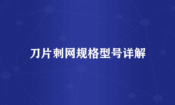 刀片刺网规格型号详解