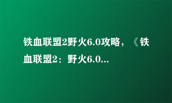铁血联盟2野火6.0攻略，《铁血联盟2：野火6.0》全新攻略，游戏技巧大揭秘！