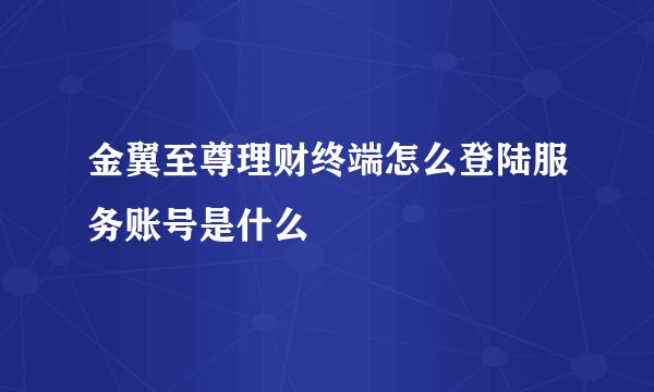 金翼至尊理财终端怎么登陆服务账号是什么