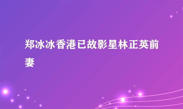 郑冰冰香港已故影星林正英前妻