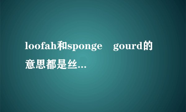 loofah和sponge gourd的意思都是丝瓜,怎么区分,是美语和英语?机器勿入,面阻勿怪