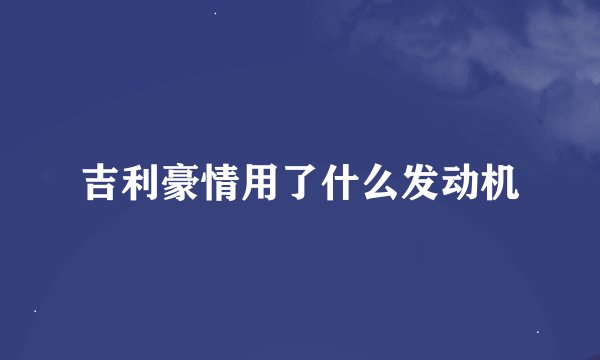 吉利豪情用了什么发动机