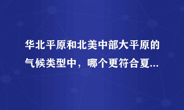 华北平原和北美中部大平原的气候类型中，哪个更符合夏季高温多雨的特点？