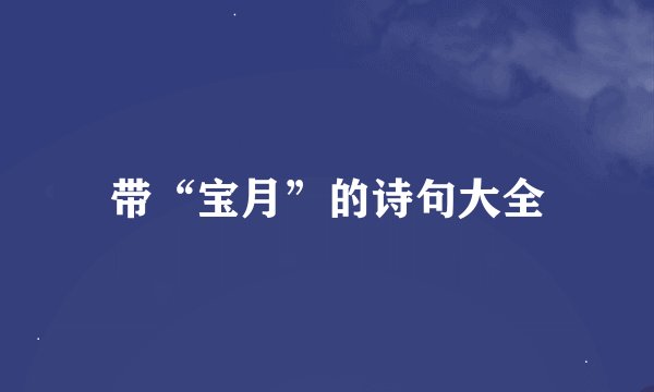 带“宝月”的诗句大全