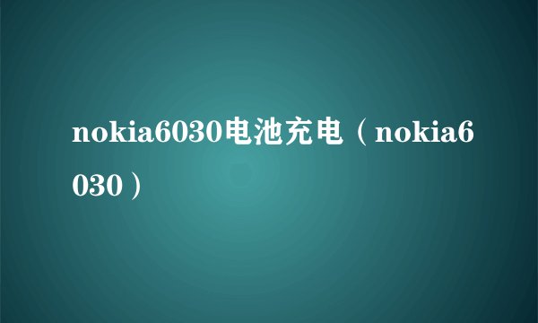 nokia6030电池充电(nokia6030)