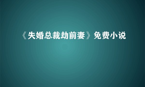 《失婚总裁劫前妻》免费小说