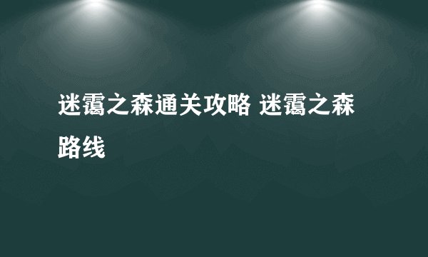 迷霭之森通关攻略 迷霭之森路线