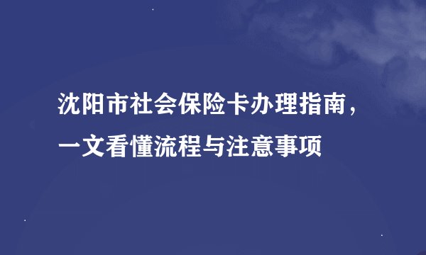 沈阳市社会保险卡办理指南，一文看懂流程与注意事项