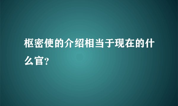 枢密使的介绍相当于现在的什么官？