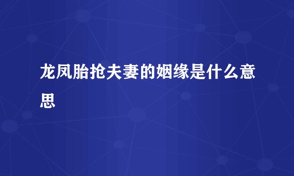 龙凤胎抢夫妻的姻缘是什么意思