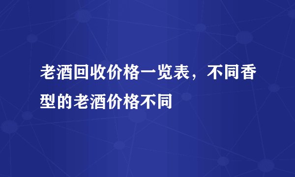 老酒回收价格一览表，不同香型的老酒价格不同