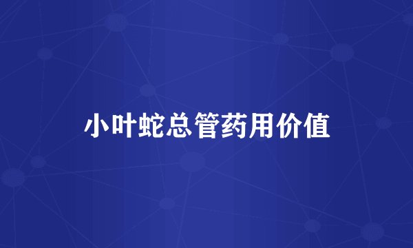 小叶蛇总管药用价值