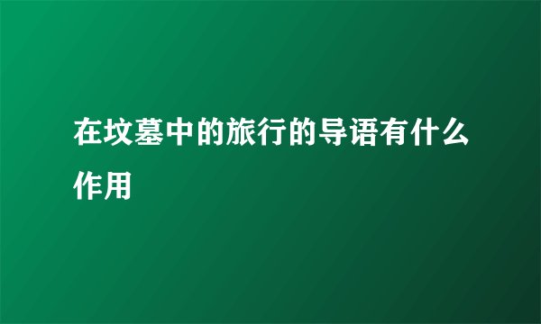 在坟墓中的旅行的导语有什么作用