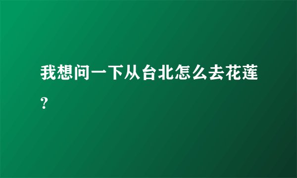 我想问一下从台北怎么去花莲？