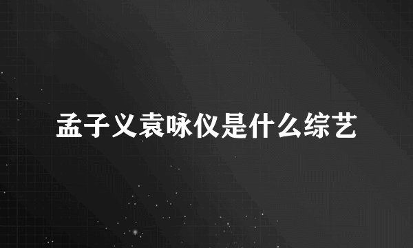 孟子义袁咏仪是什么综艺
