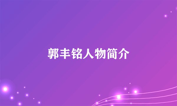 郭丰铭人物简介