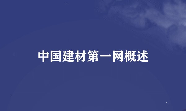 中国建材第一网概述