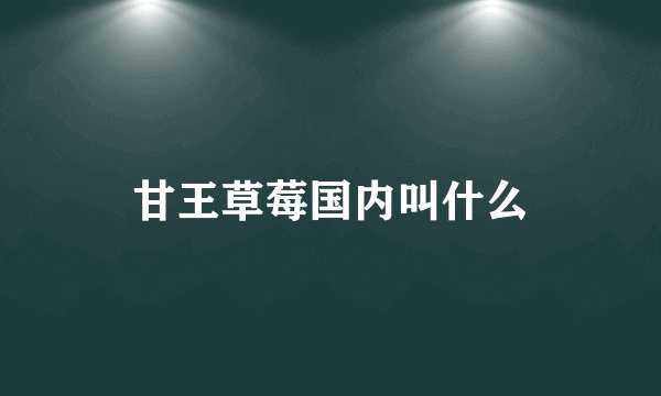 甘王草莓国内叫什么
