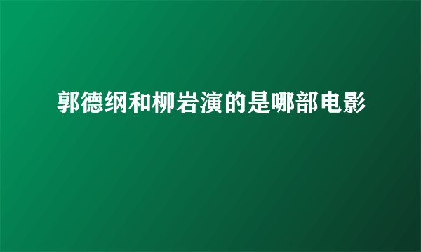 郭德纲和柳岩演的是哪部电影