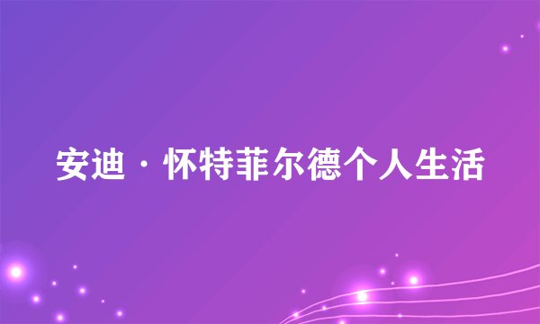 安迪·怀特菲尔德个人生活