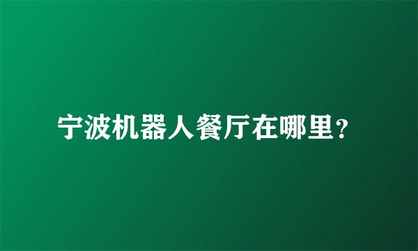 宁波机器人餐厅在哪里？