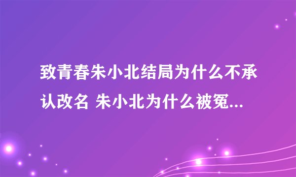 致青春朱小北结局为什么不承认改名 朱小北为什么被冤枉/为什么退学