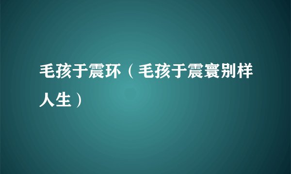 毛孩于震环（毛孩于震寰别样人生）