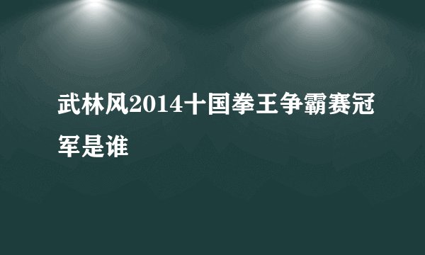 武林风2014十国拳王争霸赛冠军是谁