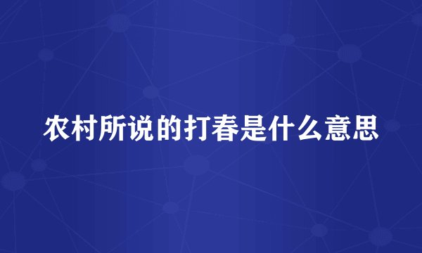 农村所说的打春是什么意思