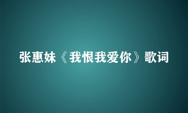 张惠妹《我恨我爱你》歌词