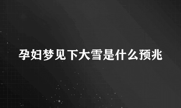 孕妇梦见下大雪是什么预兆
