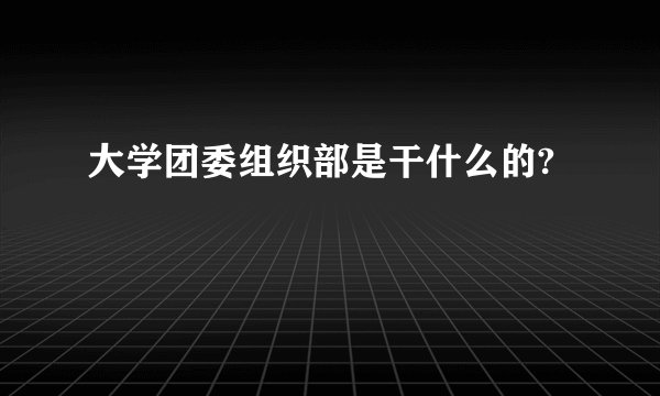 大学团委组织部是干什么的?