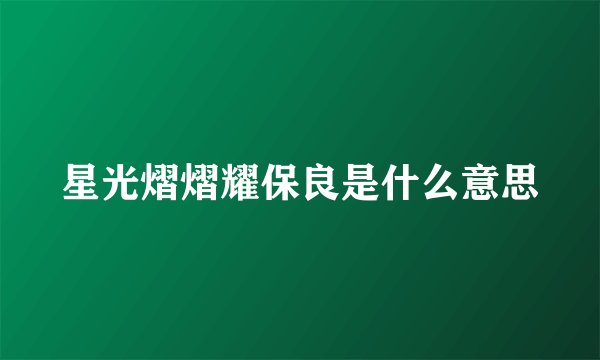 星光熠熠耀保良是什么意思