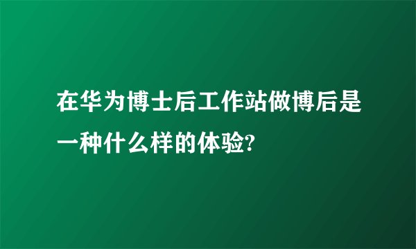 在华为博士后工作站做博后是一种什么样的体验?
