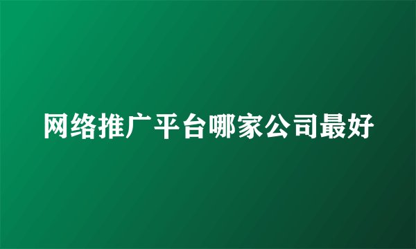 网络推广平台哪家公司最好