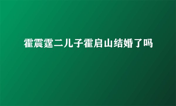 霍震霆二儿子霍启山结婚了吗